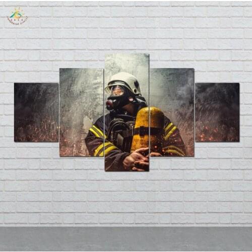 Firefighter Modern Canvas Art Prints Poster Wall Painting Home Decoration Artwork Wall Art Pictures for Bedroom 5 PIECES