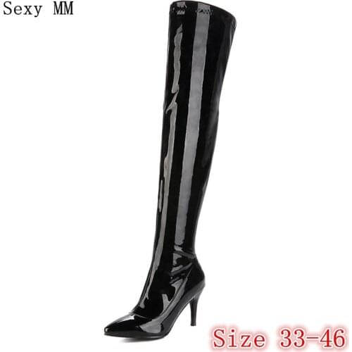 Spring Autumn Women Over the Knee Boots Thick High Heel Woman Thigh High Boots Plus Size 33 - 40 41 42 43 44 45 46