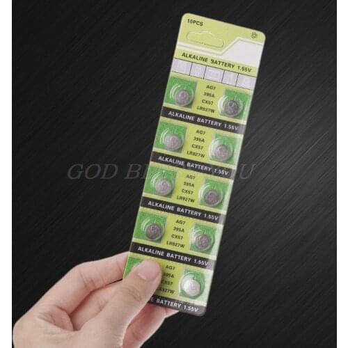 10PCS Alkaline Battery AG7 1.55V Button Coin Cell Watch Batteries LR927 LR57 SR927W 399 GR927 395A Drop Shipping