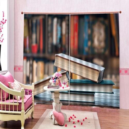 Modern Home Decoration Blackout 3D Curtain stereoscopic lifelike books Print 3D Blackout Curtains For Living room