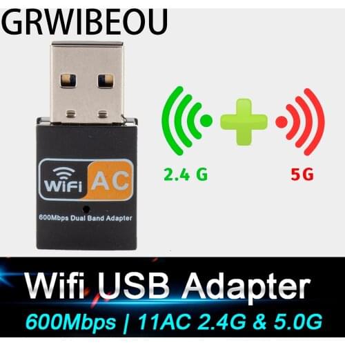 Usb2.0 wifi adapter dual band 2.4G 5G HZ 600mbps wireless pc adapter 802.11ac wifi receiver transmiter for windows mac os