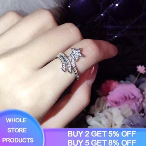 YANHUI Adjustable Rings For Women Obvious Star Exquisite Personality Cubic Zirconia Party Gift Fashion Jewelry RT107