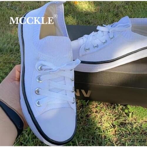 Women Flat Shoes Knitted Lace-Up Sneakers Plus Size Female Vulcanized Shoe Fashion Comfortable Breathable Ladies Footwear New