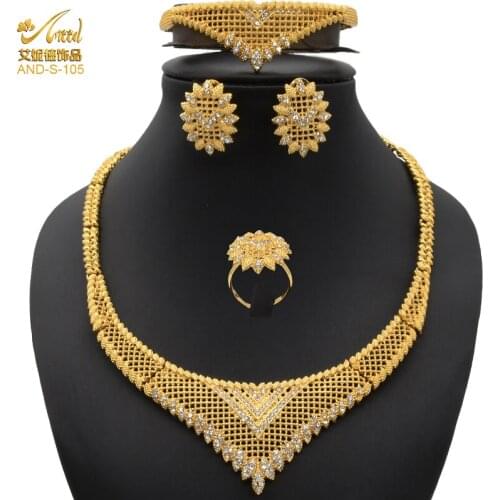 ANIID Jewelery African Necklace Sets For Women Luxury Designer 24k Gold Pakistani Afghan Bracelets Fashion Earrings Ethiopian