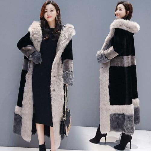 Winter Coat Women Clothes 2020 Korean Thick Warm Faux Fur Coat Ladies Long Fur Jacket + Large Fur Collar Hiver TF81260