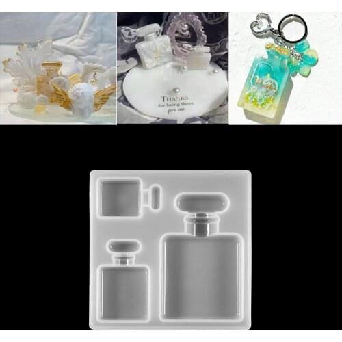 1Pcs Perfume Bottle Silicone Mold Keychain Pendant Mold UV Epoxy Resin Casting Mold for DIY Resin Jewelry Decorative Making Tool