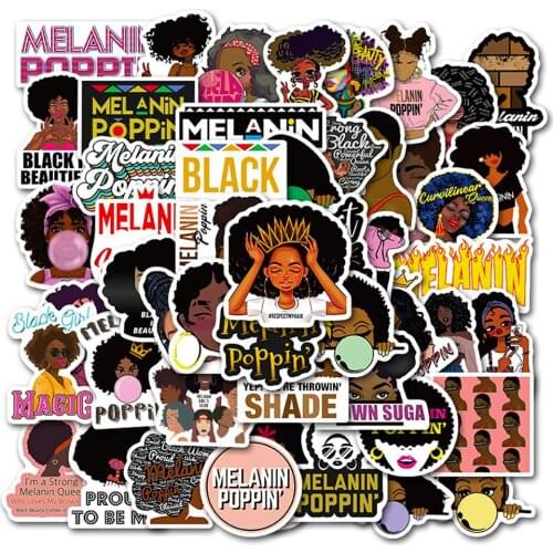 10/30/50PCS Classic Toy Melanin Poppin Cartoon Stickers Car Motorcycle Travel Luggage Guitar Waterproof Decal Sticker Toy Kid