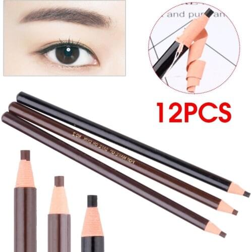 12pcs/set Waterproof Eyebrow Pencil Peeling Longlasting Eyebrow Pen Cosmetics For Makeup Tools Light Dark Brown