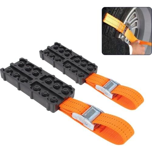 2PCS Car Tire Traction Blocks Durable PU Anti-Skid With Bag Emergency Snow Mud Sand Tire Chain Straps For Snow Mud Ice