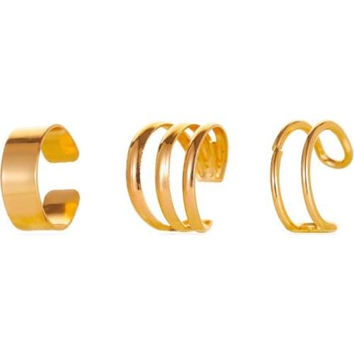 3pcs/set C-Shaped No Pierced Earcuff Earrings Gold Silver Color Geometric Without Piercing Clip Earrings Women Ear Bone Jewerly