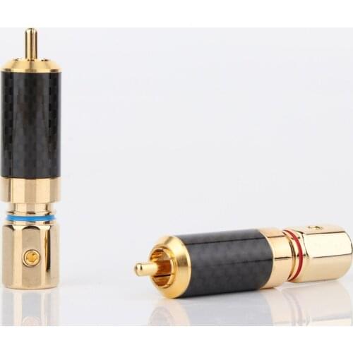 4Pcs R1700 R1701 Carbon Fiber Gold Plated/Rhodium Plated RCA Adapter HIFI RCA Audio Connector