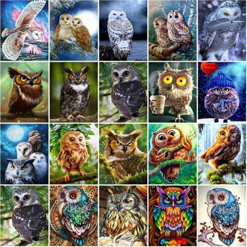 Huacan Diamond Mosaic Embroidery Owl 5D DIY Diamond Painting Rhinestones Animals Handicraft Home Decor