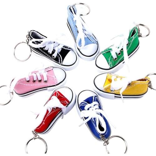 Cute Mini Simulation Canvas Shoes Keyring Keychain Fashion Jewelry For Women Girl Souvenir Gift Women Bag Key Holder Accessories