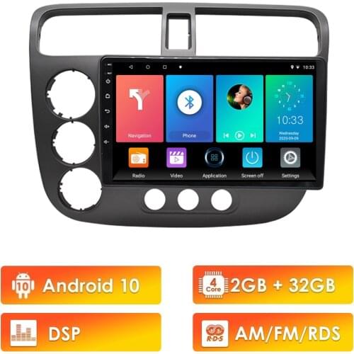 Eastereggs For Honda Civic 2000-2006 Android 10 RDS DSP Car Radio Multimedia Player Navigation GPS 2 din autoradio Head Unit