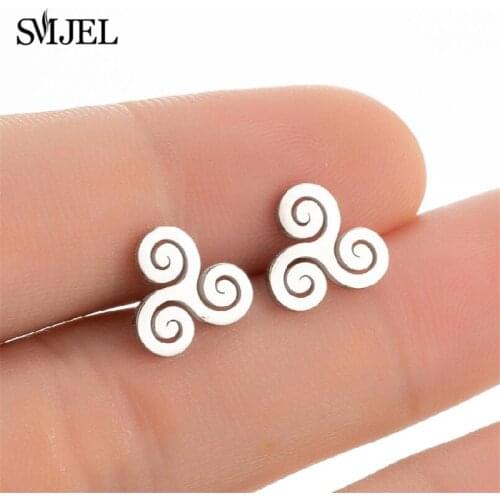 The Movie Teen Wolf Triskele Triskelion Inspired Earrings Punk Black Stainless Steel Jewelry Women Men Triple Spiral Ear Studs