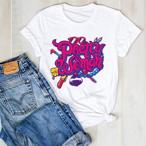 FIXSYS Women T Girls Pretty Women Letters Cute Printed Top Tshirt Female Tee Shirt Ladies Casual Cotton Clothes T-shirt