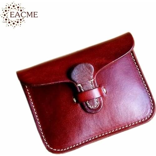 Handmade Plant Tanned Cowhide Business Card Holder Mini Credit Card Case Bag Thin Card Packs Fine Leather Coin Cash Pocket