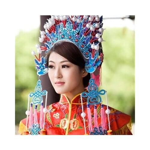 Art movies Peking Opera Headdress wedding drama mascot Costume bride crown queen carnival women lady performance stage halloween