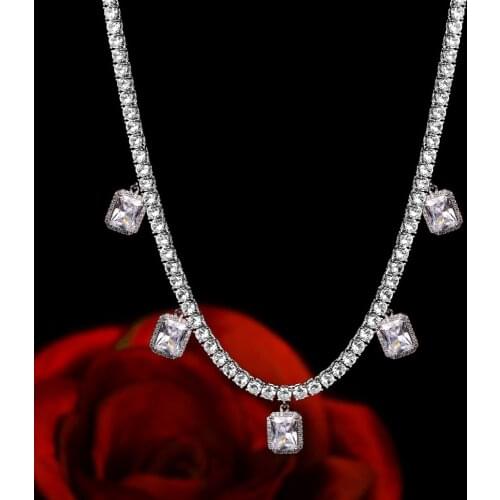 Janekelly bling hip hop women jewelry Heart arrow cz tennis chain with cz butterfly charm 32+10cm choker necklaces