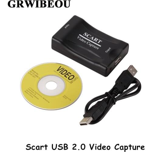 Grwibeou Video Capture Card USB 2.0 Scart Video Grabber Record Box for PS4 Game DVD Camcorder Camera Recording Live Streaming