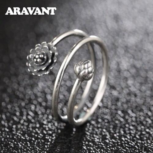 925 Silver Vintage Daisy Multi Layers Ring For Women Fine Jewelry