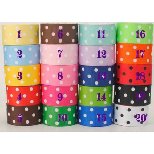 Polka dots 1/2 " 38mm colorful pattern printed grosgrain ribbon party decoration accessory