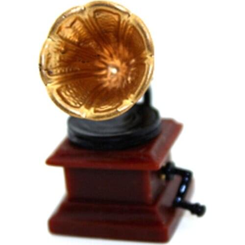 Mini Retro Phonograph Simulation Furniture Decoration 1/12 Dollhouse Miniature Accessories Model Toys for Doll House