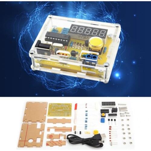 Frequency Meter Module 1Hz-50MHz Frequency Counter Module Crystal Oscillator Tester Module DIY Kit with Yellow Case