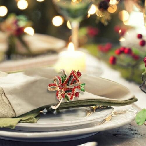 2021 New Christmas Series Elk Wreath Napkin Ring Bells Napkin Ring Christmas Tableware Decoration Creative Cute Tableware Ring
