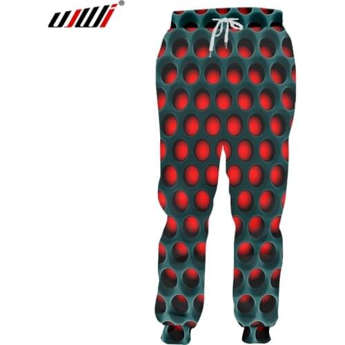 UJWI New Long Funny 3D Sweatpants Print Red Black Mesh Hip Hop Plus Size 5XL Clothing Male Spring Pants Dropshipping