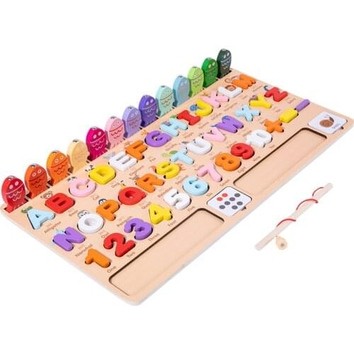 Montessori Educational Wooden Toys Children Busy Board Math Fishing Childrens Wooden Preschool Montessori Toy Counting Geometry
