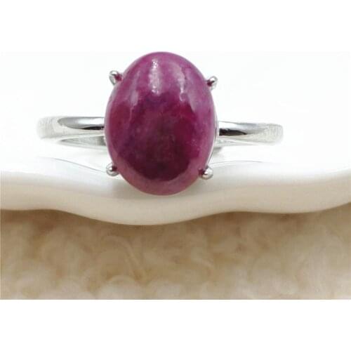 Genuine Natural Red Ruby 10x8mm Oval Adjustable Ring Ruby Round Oval 925 Sterling Silver Bead Ring AAAAAA