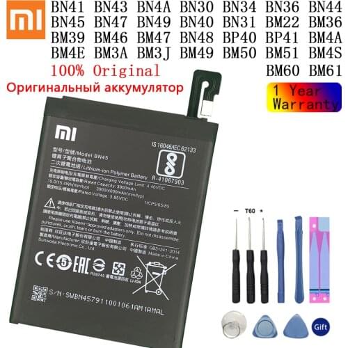 Xiao Mi Original Battery BN43 BN30 BN34 BN36 BN44 BN45 BN47 BN49 BN31 BM22 BM36 BM39 BN48 BP41 BM4E BM3J BM49 BM50 BM51 BM60