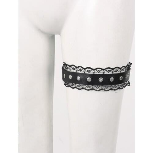 Punk Garter Belts Adjustable Leg Rings Lace Elastic Band Thigh Loops Nightclub Pole Dance Legs Harness Belt Costume Accessories