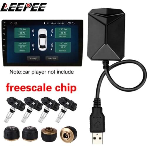 LEEPEE Car TPMS Tire Pressure Monitoring Wireless Transmission TPMS System USB Android Navigation Alarm System With 4 Sensors