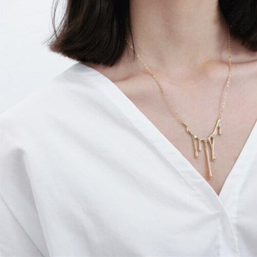Vintage Drop Wax Necklace Goth Women Jewelry Elegant Waterdrop Pendant Chains Gold Index Choker Fashion Female Jewelry Gift