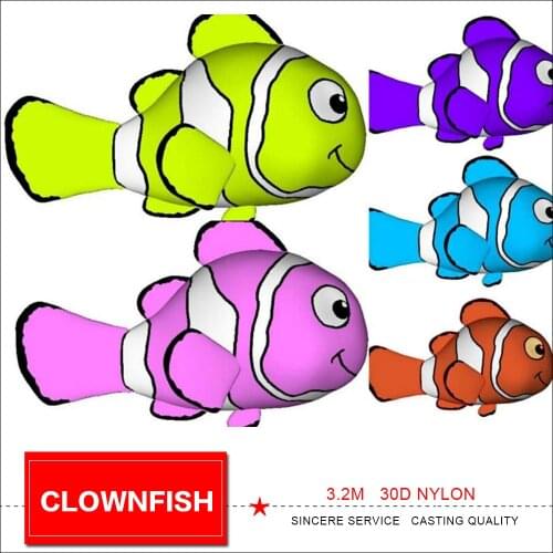 Kite Clownfish 3.2m Soft inflatable kite pendant for audlts kite windsock line laundry for outdoor fun show kites free shoping