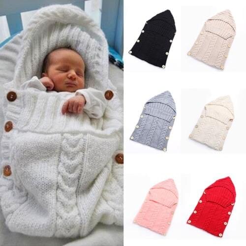 Citgeett Newborn Baby Infant Knit Crochet Swaddle Wrap Swaddling Blanket Sleeping Bag Solid New SS