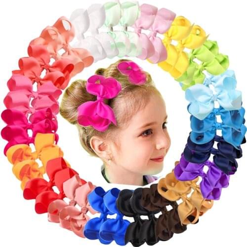 1Piece Solid Grosgrain Ribbon Hair Bows With Clip For Cute Girls Handmade Hair Clips Barrettes Hairpins Kids Hair Accessories