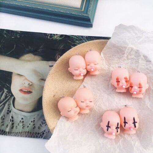 1Pair Fashion Funny Lovely Little Dolls Head Baby Drop Earrings for Women Punk Figure Dangle Earrings Night Club Jewelry E605