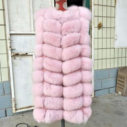 Natural Fox Fur Vest Long Winter Warm Real Fur Vest Woman Genuine Fox Fur Coat Long Jacket Female Fur Vest Size