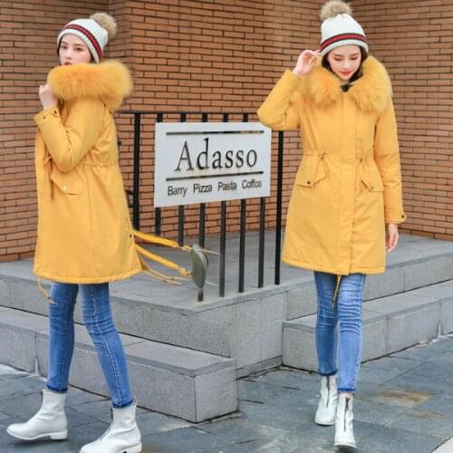 Winter Down Cotton Woman Send Overcome Long Fund Imitate Rabbits Hair Cotton-padded Clothes Loose Coat