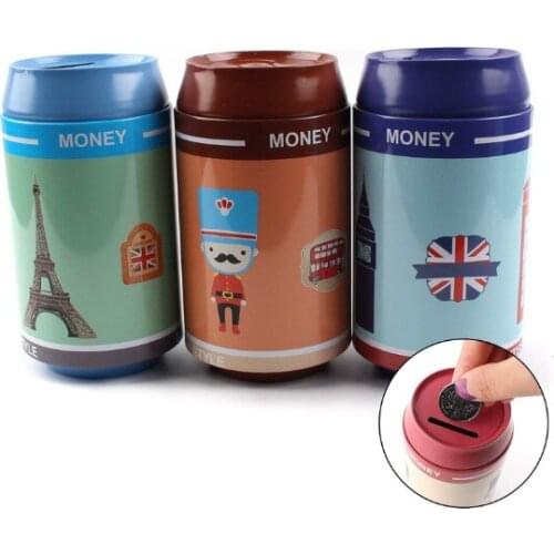 1PC Random Color Money Box Tin Piggy Bank Coin Bank For Christmas Birthday Gift Fashion home decorations Storage Jar OK 0590