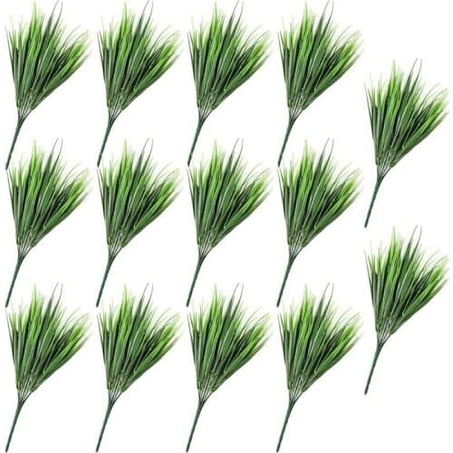 14Pcs Artificial Plants Fake Plastic Greenery Shrub Bushes Plants Plastic Wheat Grass for Home Garden Decoration Retail