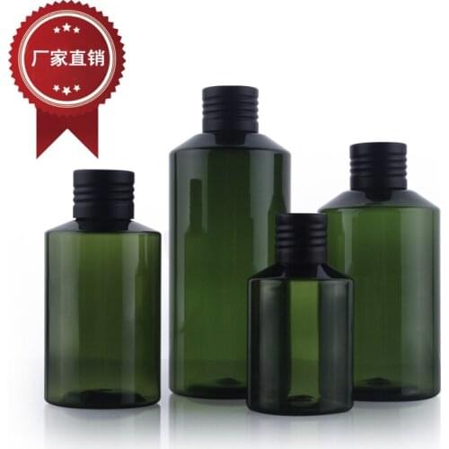 50ml/100ml/150ml/200ml Dark Green Oblique Black Aluminum Cap Bottle Cosmatics Packing Bottle