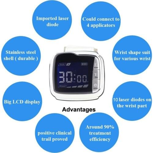 650nm Soft Cold Laser Low Level Laser Therapy Wrist Watch Style Device Red Light Therapy for Rhinitis sinusitis Hypertension