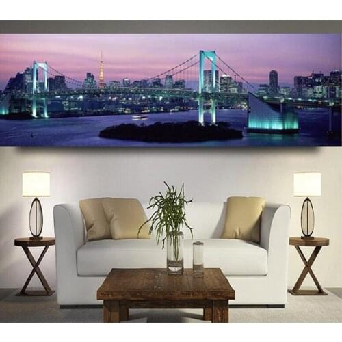New 5D DIY Diamond Paintings"New York Brooklyn Bridge"Night Scene,city Panoramic full round Diamond Embroidery mosaic Large AS6