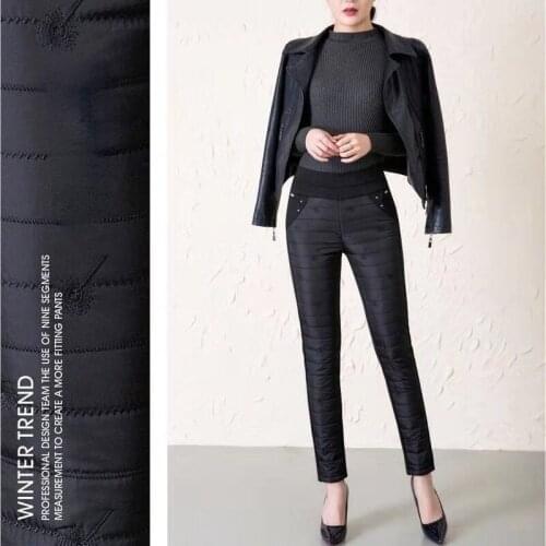 Winter Women Down Cotton Pants Plus Size Embroidered Trousers Thick Female Warm Thermal Trousers High Waist Pencil Pants Y131