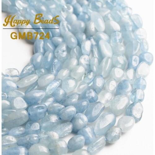 6-8mm Natural Irregular Aquamarina Stone Beads Loose Spacer Beads For Making DIY Bracelet Necklace Jewelry 15"Strand/Inches