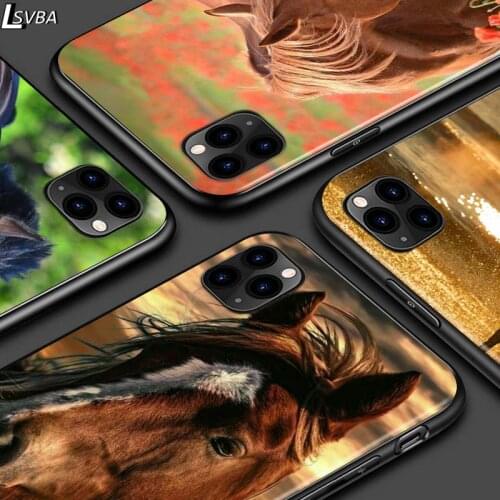 Great Horses Running For iPhone 12 Pro Max Mini 11 Pro XS Max X XR 6S 6 7 8 Plus 5S Bright Black Phone Case